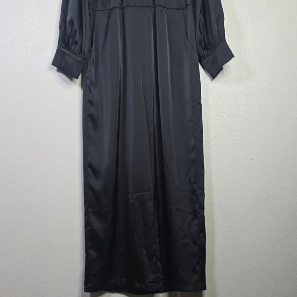 Disturbia Pintuck Rufflw Black Long Sleeve Ruffle- Jumpsuit Size 12 Belt Missing - Picture 5 of 13